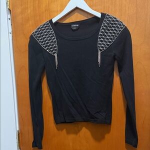 Bebe Black Embellished Women's Top